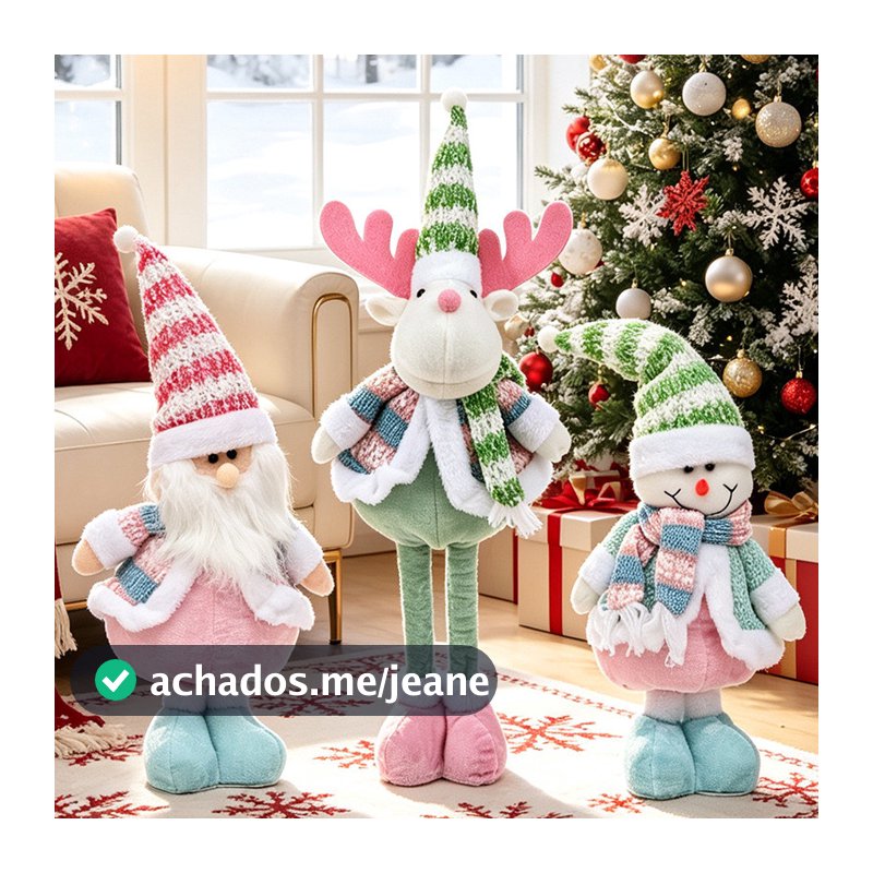 Para crianças e família, boneco de Natal retrátil Papai Noel e boneco de neve, cores doces
