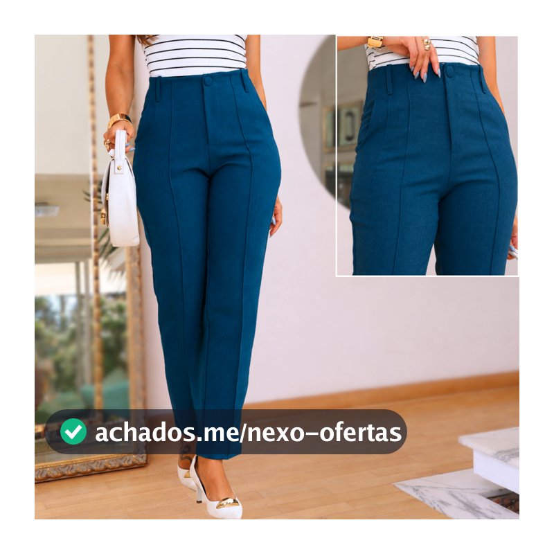 Calça Social Feminina Alfaiataria Skinny Tecido luis twill Premium Modelo Cintura Alta Trabalho