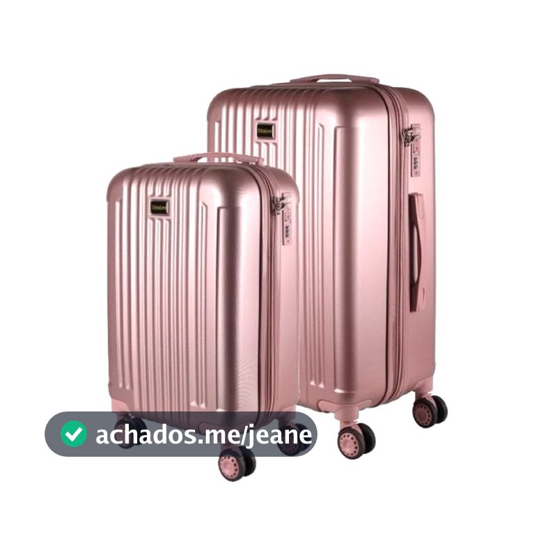 Kit Mala de Bordo 10KG + Mala Média 23KG Ultra Leve Giratória 360° Padrão Anac Expansível