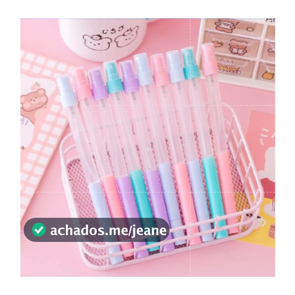 Kit Canetas com Borrifador 12 unidades coloridas Fofas / Papelaria Fofa