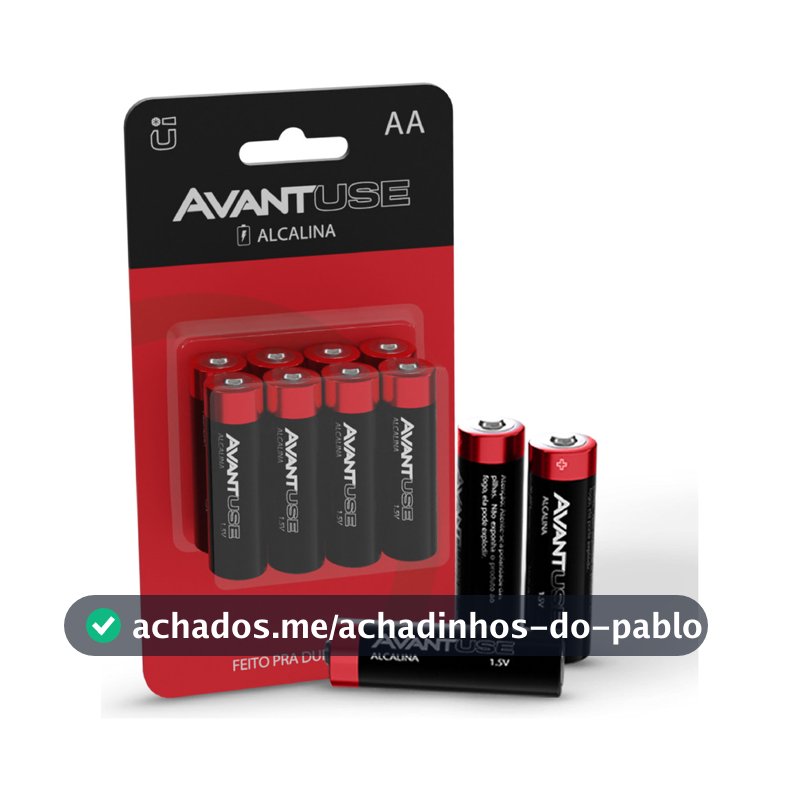 Kit 8 Pilhas Alcalinas AA 1,5V Avant Use Alta Durabilidade Longa Duração