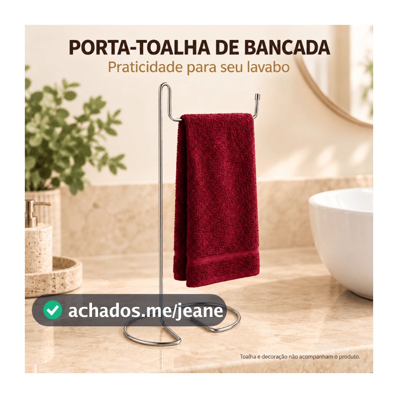Porta Toalha de Rosto para Lavabo Pia Bancada Suporte Organizador Toalheiro Cromado
