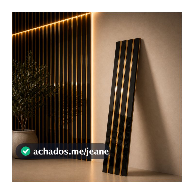 50 Placas Ripado Black Gold Premium Painel Decorativo Autocolante