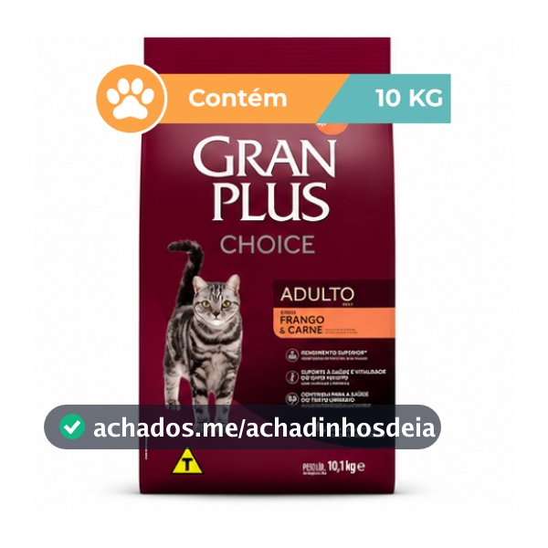 Ração Gran Plus Choice Frango Carne Gatos Adultos 10,1kg