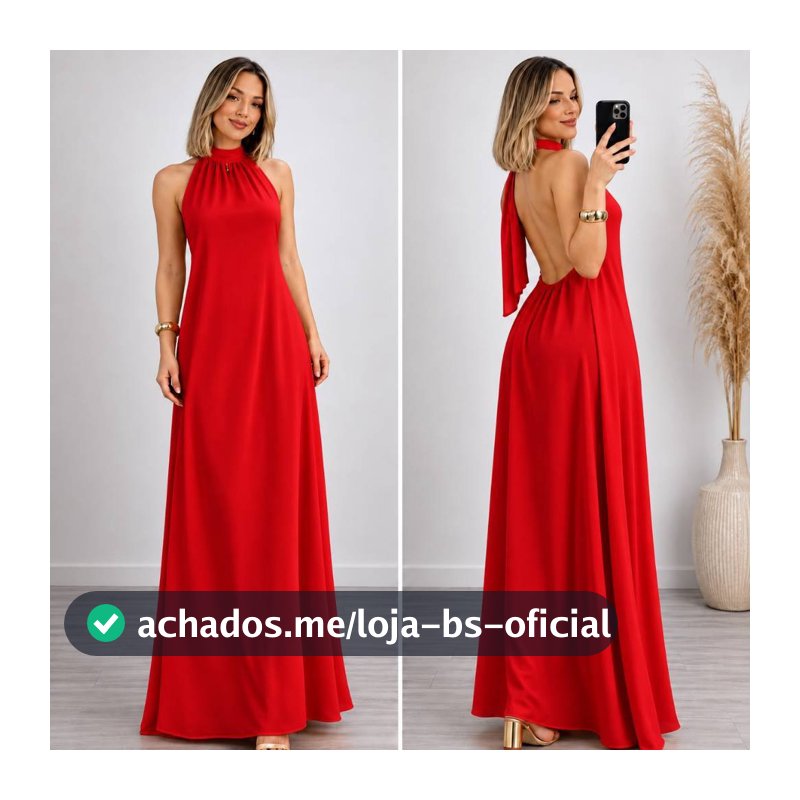 Vestido Vermelho Longo Feminino Frente Unica Costa Nua de Festa Natal Ano Novo Casamento Madrinha Formatura  Plus Size
