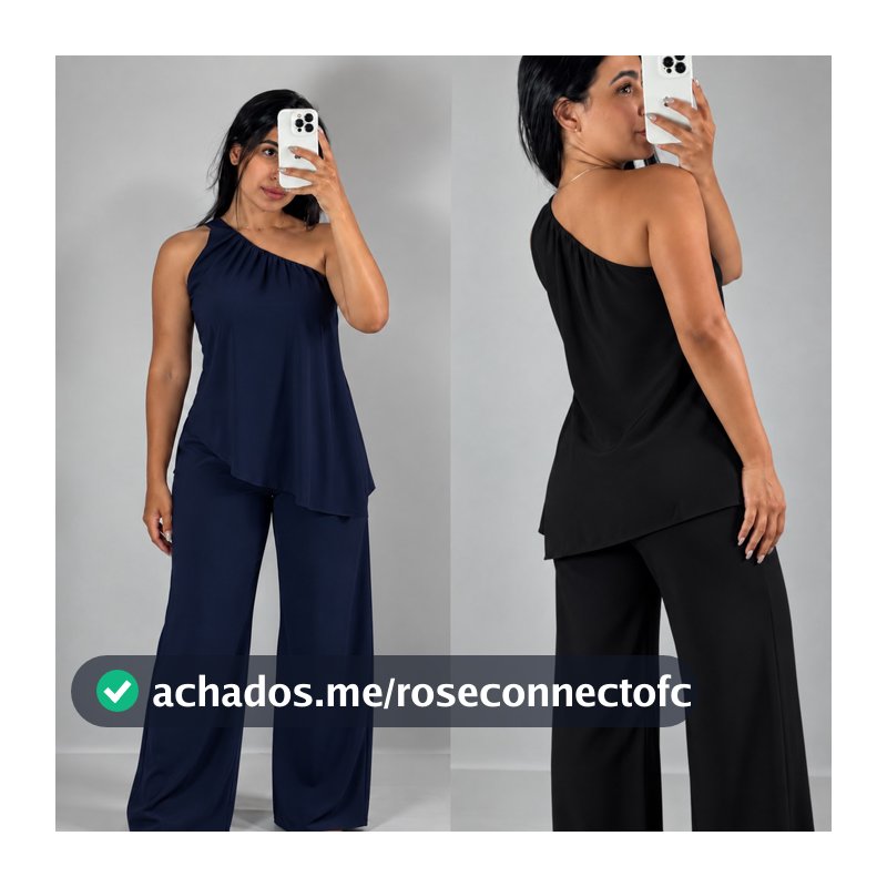 Conjunto Feminino Uma Alça Social Nula Manga Duna Elegante Blusa Assimétrico Mula Manca Calça Pantalona Outono Inverno