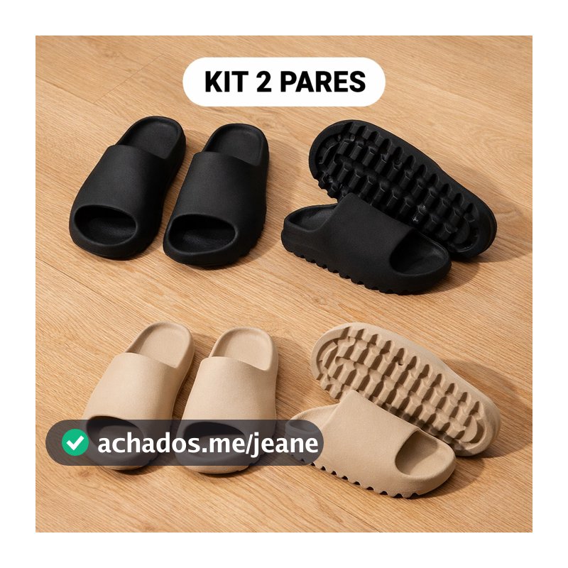Kit 2 Pares Chinelo Slide Unissex Leve Macio Dia a Dia Confortável