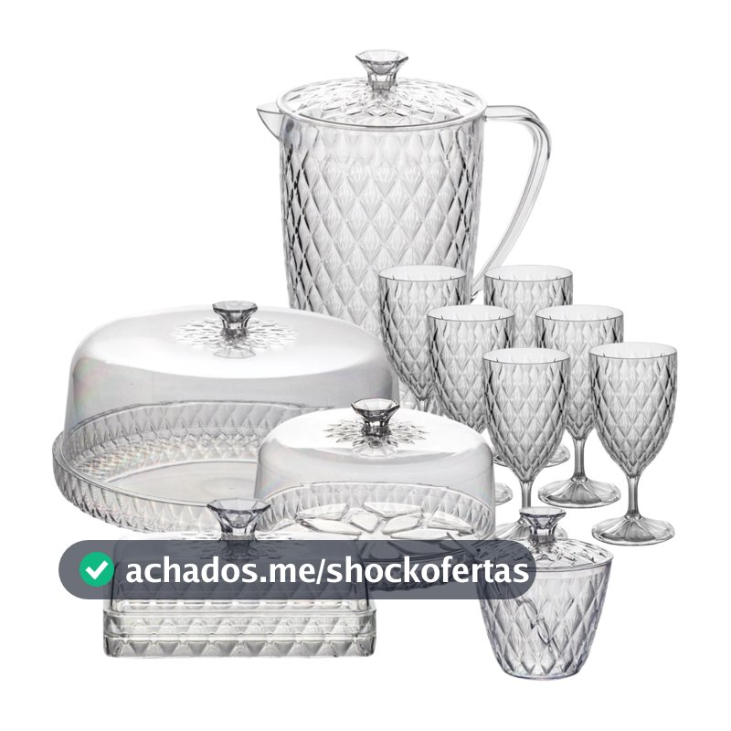 Kit Mesa Posta Glamour 11 Peças – Café da Manhã Completo com Jarra + Queijeira + Manteigueira + Açucareiro + Boleira