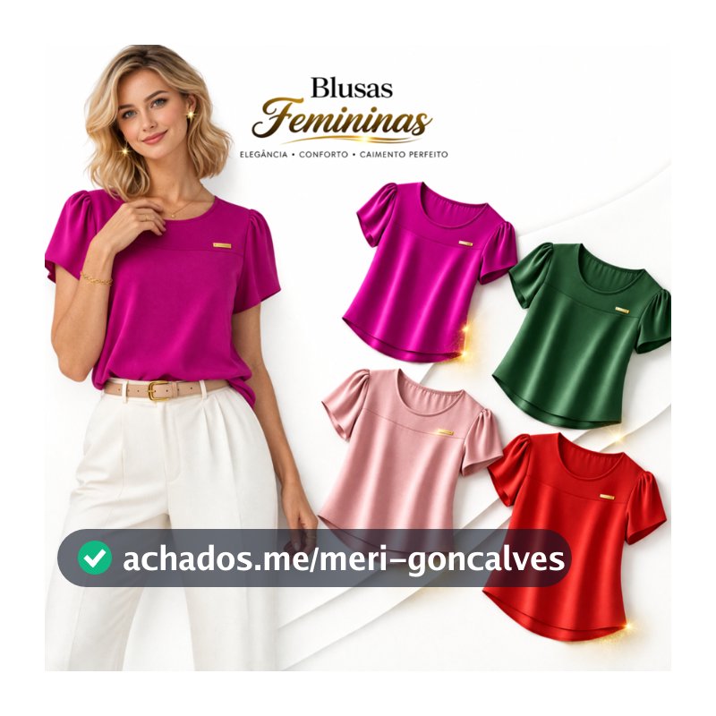 Blusa Feminina Soltinha Tecido Leve Manga Curta Elegante e confortável