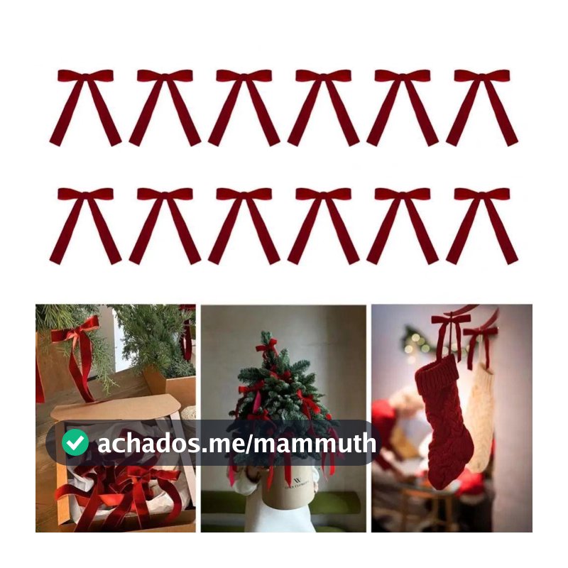 12 Laços De Árvore De Natal , Laço De Fita De Veludo Vintage Guirlanda De Elegância De Uso Vermelho