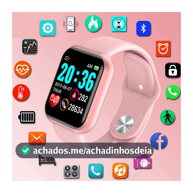 Smartwatch D20 - Relógio Inteligente y68 Esportivo Bluetooth Android/iOS - Com foto Na Tela