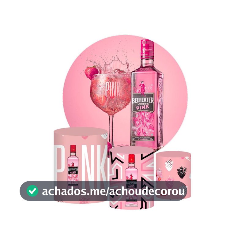 Trio Capas Cilindro + Painel Drink Gin Pink Beefeater Sublimado