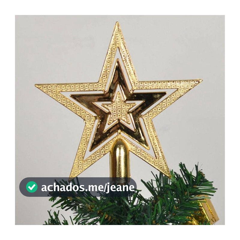 Ponteira Estrela Para Arvore Natal Colorida Enfeite Natal Estrela Topo de Arvore Prata Dourado 15cm