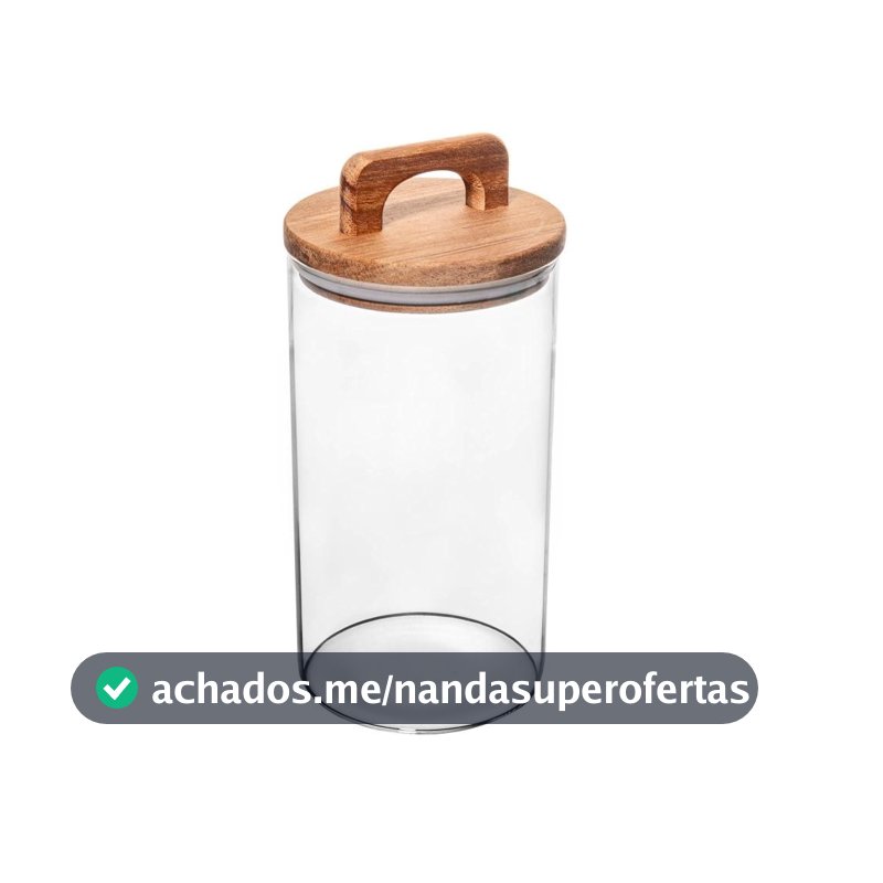 Porta Mantimento Wolff de Vidro com Tampa de Acácia 1,250L