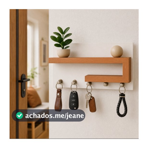 Porta Chaves Organizador com Prateleira Decorativa – Design Moderno em MDF | Branco + Freijó | Freijó + Branco | Branco