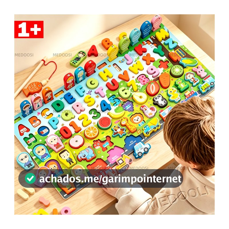 Brinquedo magnético montessori /Quebra-cabeça alfanumérico de madeira/pesca peixe brinquedo/jogos educativos pedagógicos