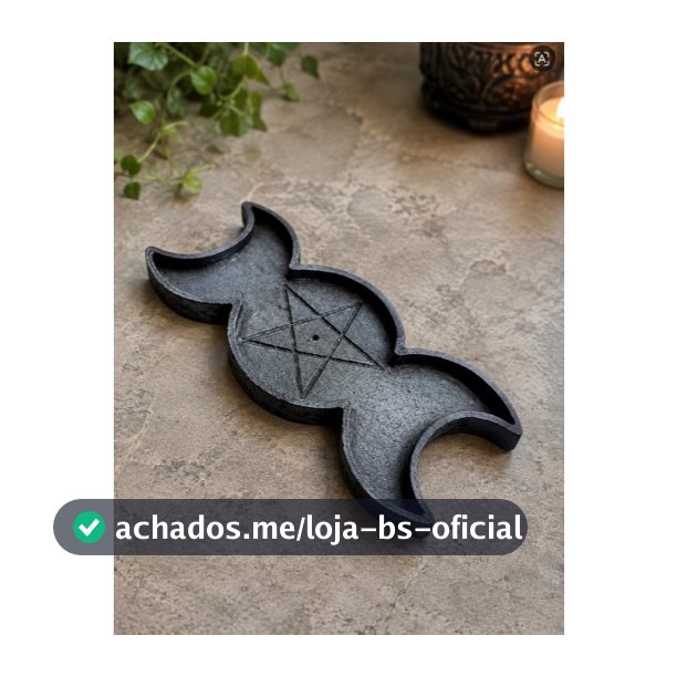 Porta Incenso e Porta Vela Wicca Triluna com Pentagrama 15 cm Wicca