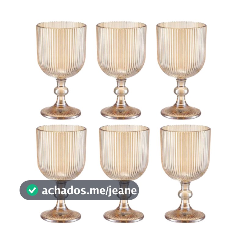 Cj De Taças Graffiato Ambar 370ml Agua Vidro Vinho 6 Peças