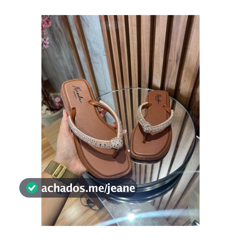 Rasteirinha Chinelo Elegante Com Strass Brilhante Macio Confortável Original