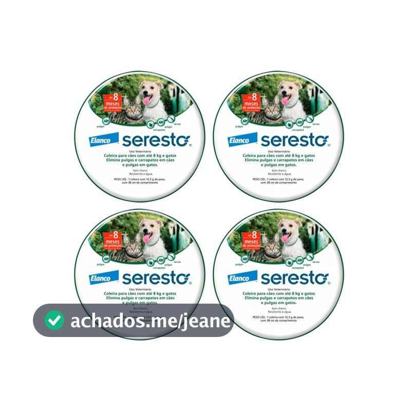 Seresto até 8kg - Elanco - 4 Unidades