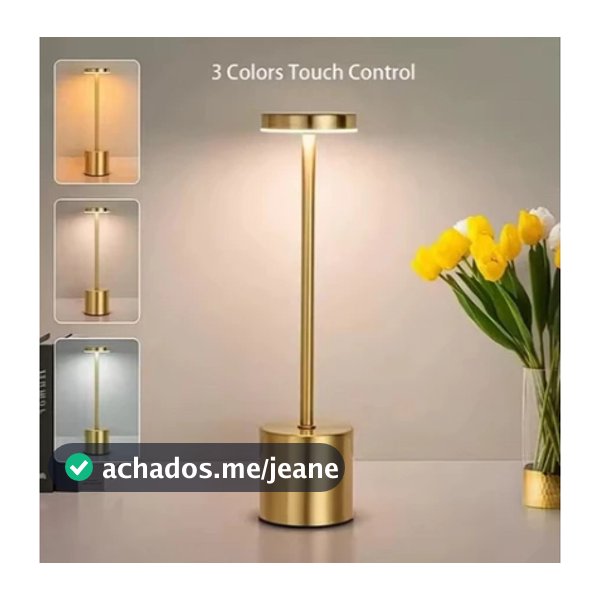 Luminária de Mesa Candeiro Dumbbell Touch de Quarto Luxuosa 3 Tons de Led