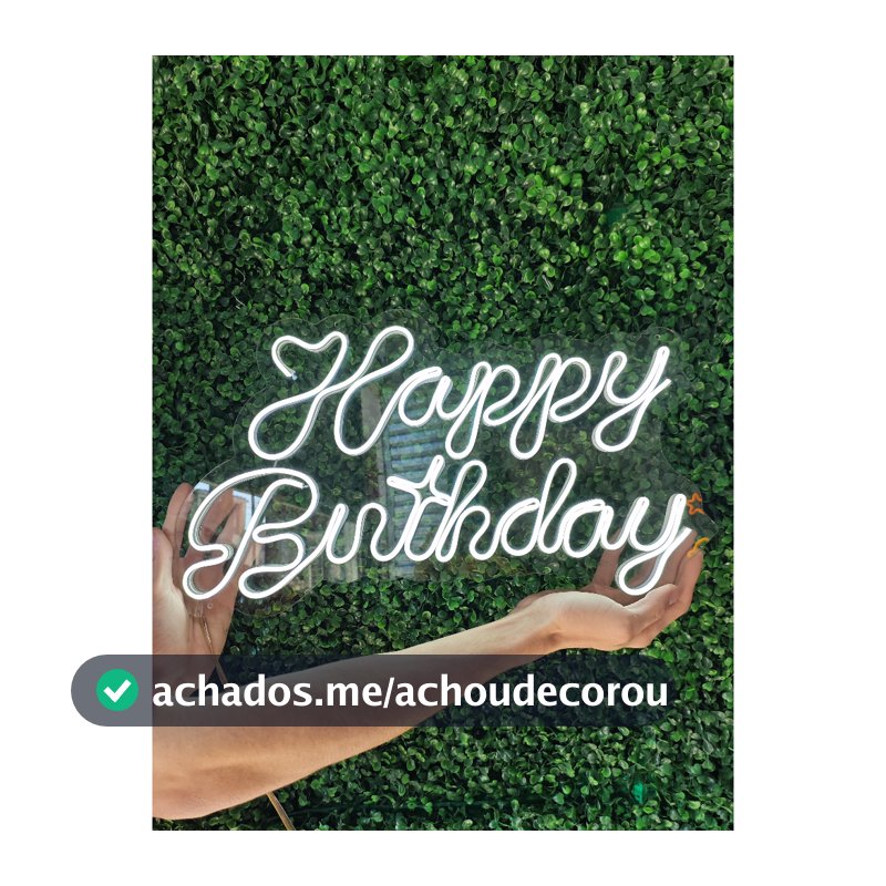 Painel de LED Neon Acrílico 3mm "Happy Birthday" - 50x29cm