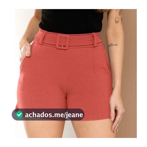 SHORT FEMININO CINTURA ALTA ELASTANO FIVELA ENCAPSULADO ENVIO IMEDIATO