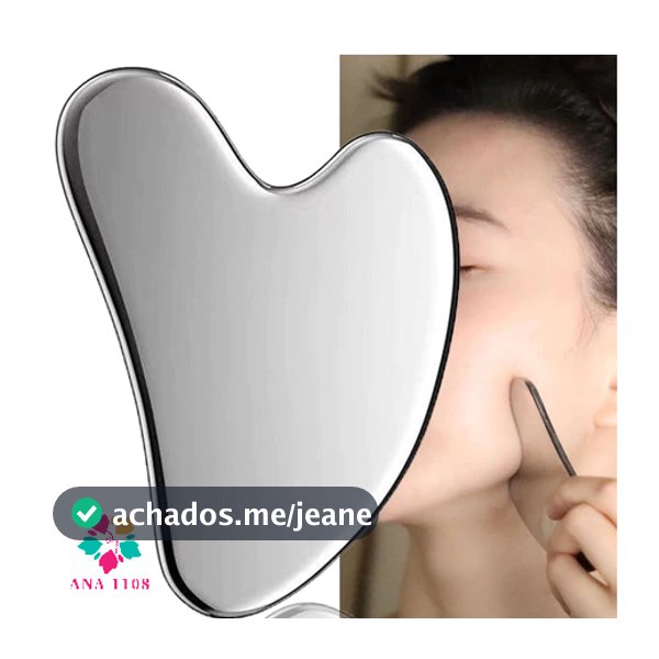 ANA 1108 Massageador Facial e Corporal Aço Inox Gua Sha Raspagem Skincare Rosto Relaxamento SPA Lifting Facial