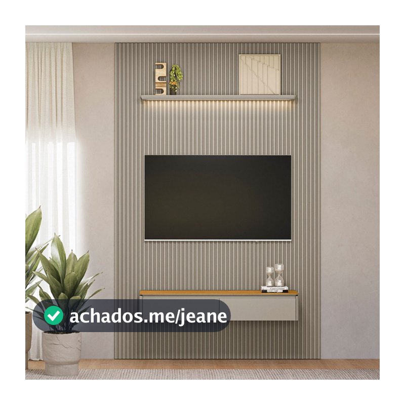 Painel para TV Até 75 Polegadas 2 Portas 1 Prateleira Ripado Tauri/Gris Fosco 810010302 - Linea Brasil