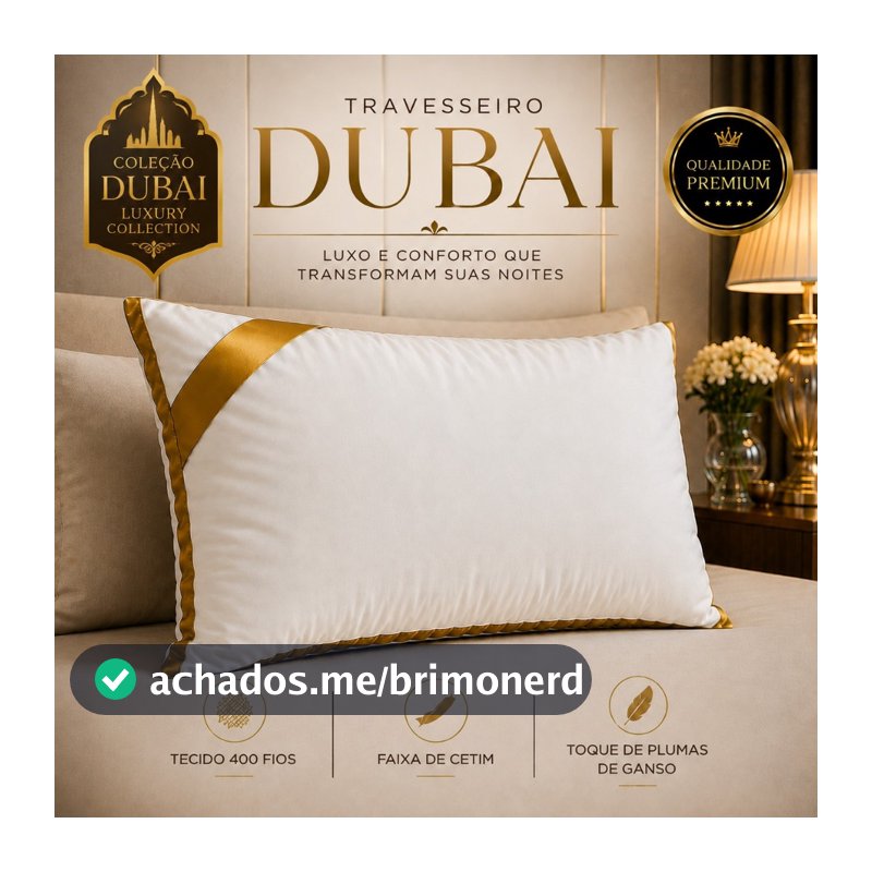 Travesseiro Toque de Plumas 50x70 400 Fios Extra Macio Alto Premium Hotel Coleção Dubai