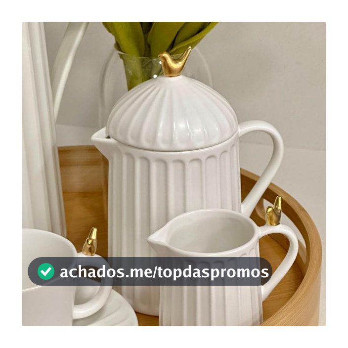 Bule C/ Tampa em Cerâmica Branco 600ml Colibri