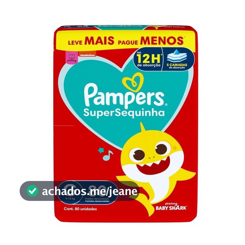 Fralda Descartável Pampers Supersequinha Jumbo G 80 Tiras
