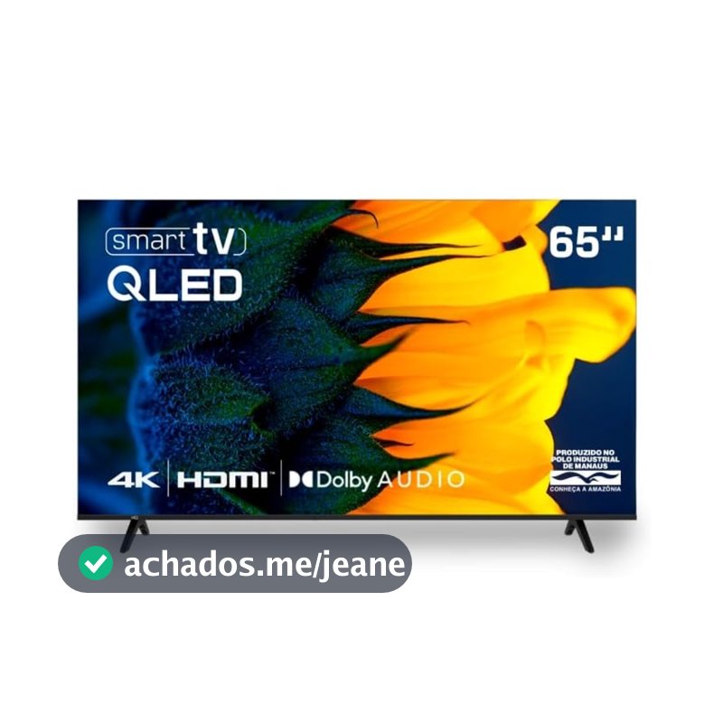 Televisão Smart TV HQ 50", 55" ou 65" QLED 4K UHD, Wi-Fi, Bluetooth, 3 HDMI, 2 USB, HDR, LED Bivolt
