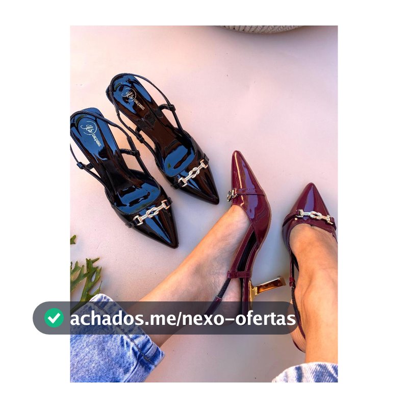 Sapato scarpin feminino  com detalhe salto cromado dourado 7,5 cm