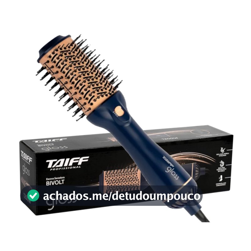 Escova Secadora Taiff Gloss Blue 1200W, 3 Níveis de Velocidade e Temperatura 180ºc Azul Bivolt