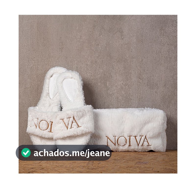 Kit Personalizado Bordado Estojo e Pantufa Rasteira Feminina Pelúcia Importada Confortável 33 AO 42