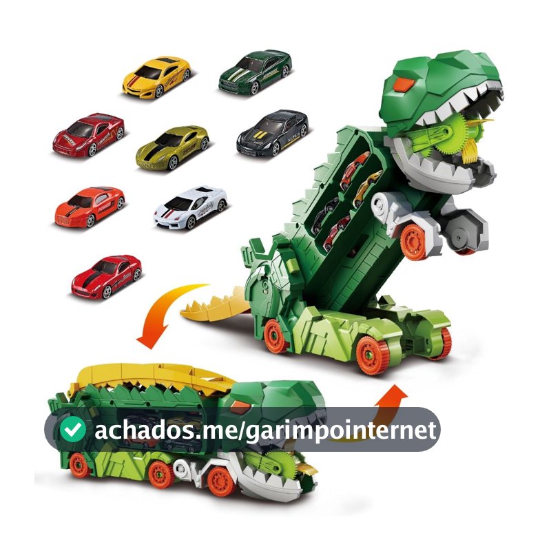 Pista Dinossauro 2 em 1 Caminhão Cegonha Carro Brinquedo com Rampa Corrida