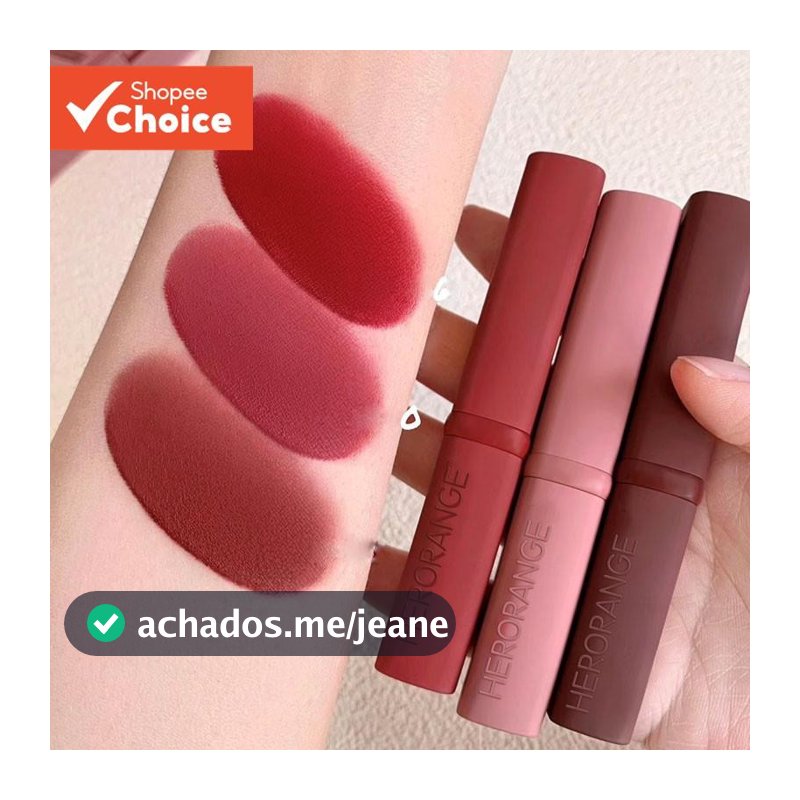 Herorangesaturated Velvet Matte Matte Matte Tubo Fino Batom Velvet Rabbit Ano Red Batom