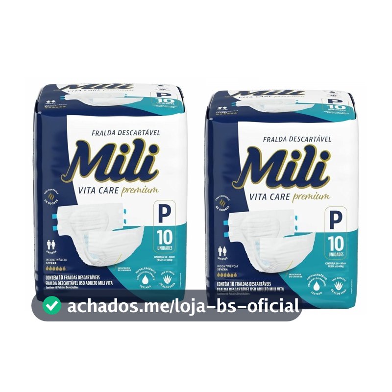 Kit 2 Fralda Adulto Vita Care Premium Tam P 10Uni - Mili