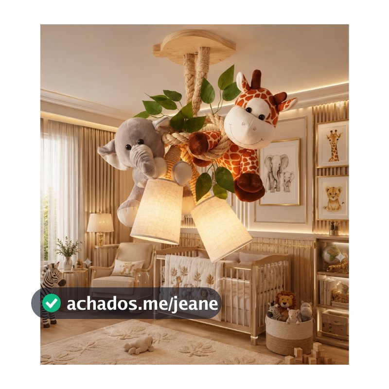 Peça decorativa iluminada artesanal quarto bebê safari linha luxo com cúpulas, girafa e elefante