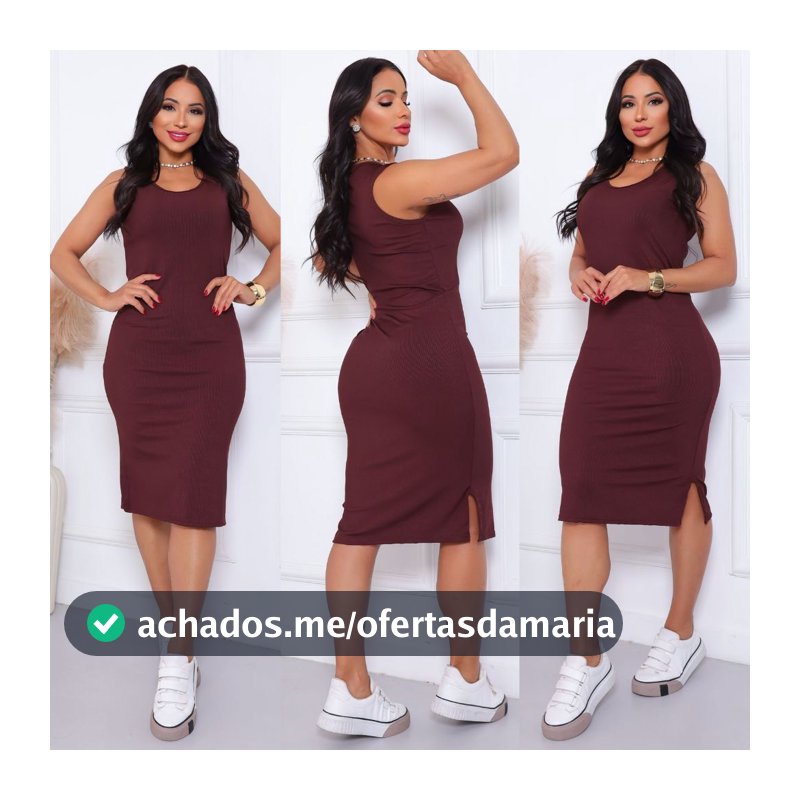 Vestido Midi Regata Envio Rápido Fenda Lateral Canelado  Feminino Festa Noite Casual