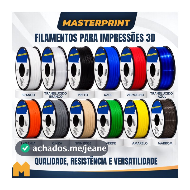 Filamento Impressora 3D PETG 1,75mm 1kg MasterPrint Todas As Cores Alta Resistência E Flexibilidade