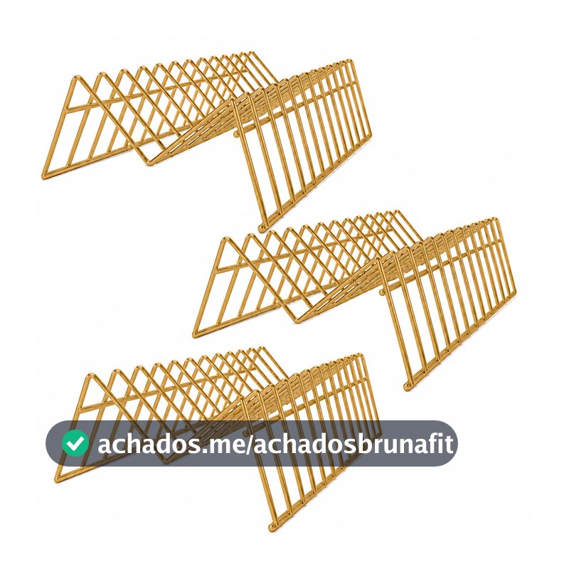 3 Organizador de Armário Suporte Prato Vertical Dourado ARM