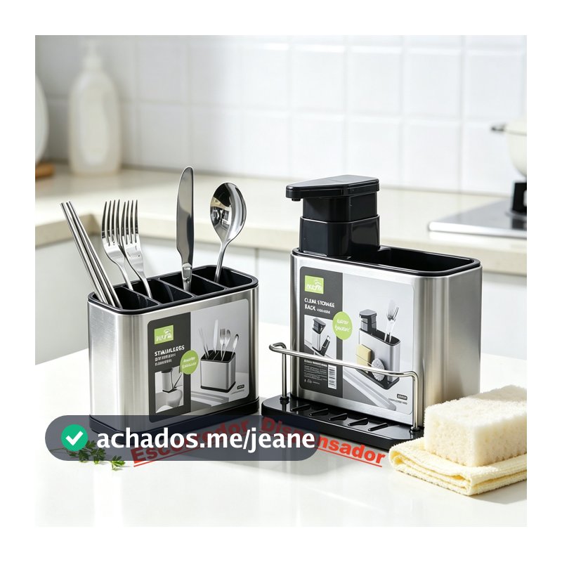Escorredor Organizador Utensílios Cozinha Faqueiro Faca Suporte ou de louça de cozinha Dispensador de sabão Inox