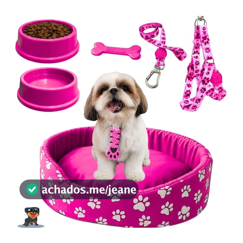 Kit Para Cachorro Luxuoso Pequeno Cama Pet Comedouro Para Cachorro