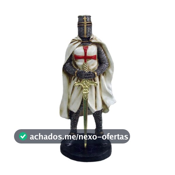 Guerreiro Templário Médio COM Espada Boneco Medieval Resina