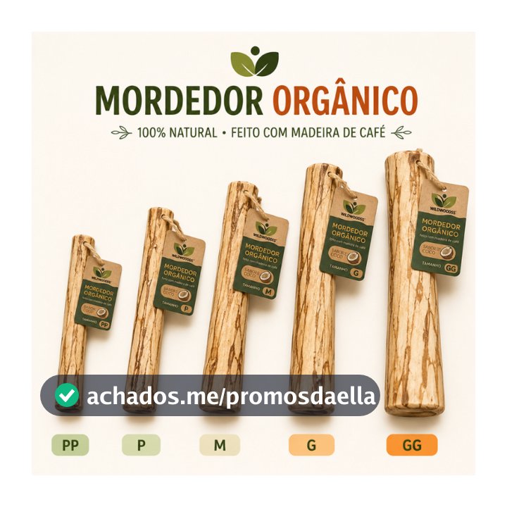 Mordedor  Pet Natural Brinquedo para Cachorro Madeira de Café Sabor Coco WildWoodds