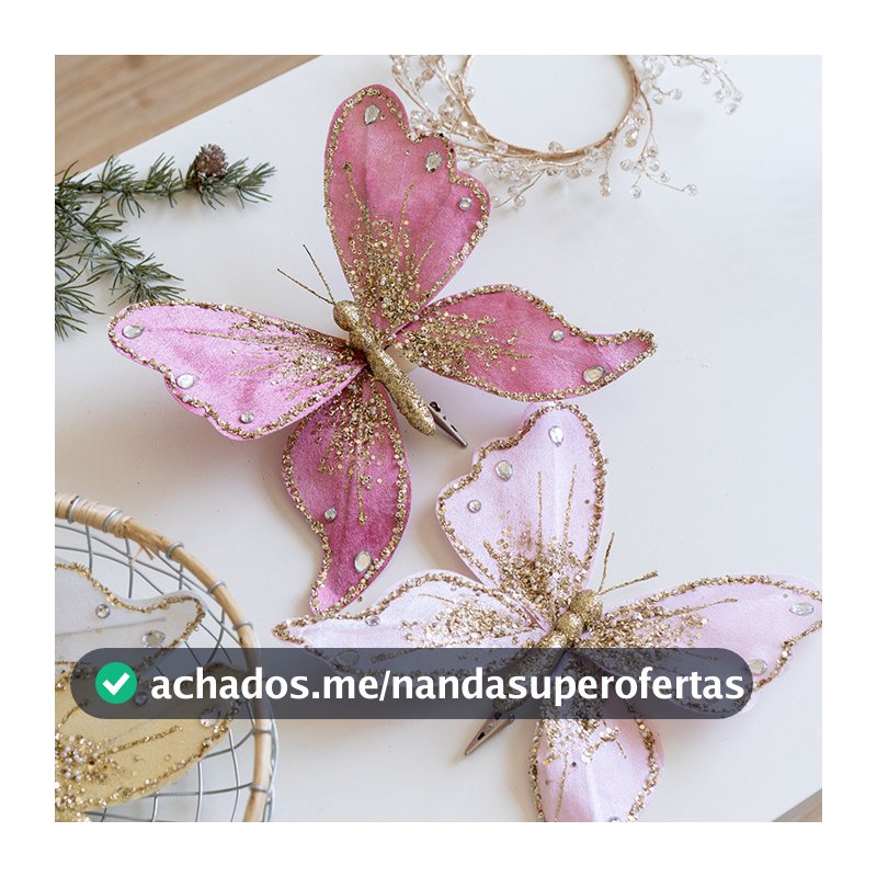 2024 Novo Produto Árvore de Natal Encantadora Árvore de Natal Rosa Dourada Ornamentos High-End Tecido Sequins Simulação Borboleta de Natal Pingente Borboleta de Natal Decoração Floral