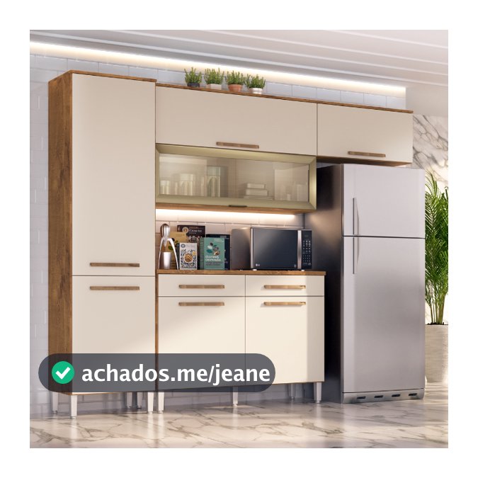 Armário de Cozinha Girassol 7 Portas 2 gavetas  com Pés Reguláveis
