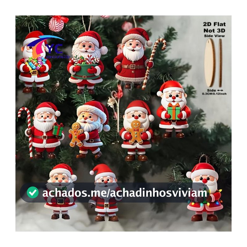 YCBR 10 Unidades De Natal De Madeira Gingerbread Man Papai Noel 2D Pingente Plano Decoração De Árvore Perfeita De Presen